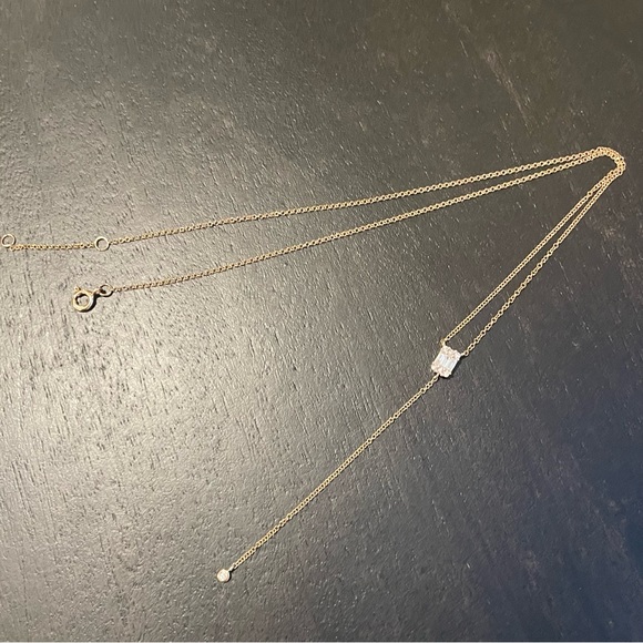 ⭐️14K Rose Gold⭐️Diamond Lariat Necklace - Picture 8 of 12